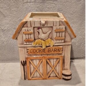 Vintage Treasure Craft Ceramic Cookie Barn Jar Base Only Chicken Rustic Decor